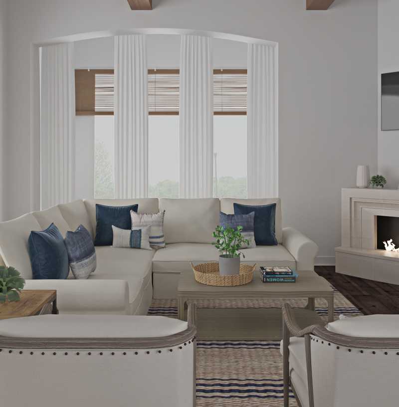Bohemian, Coastal Living Room Design by Havenly Interior Designer Kaity