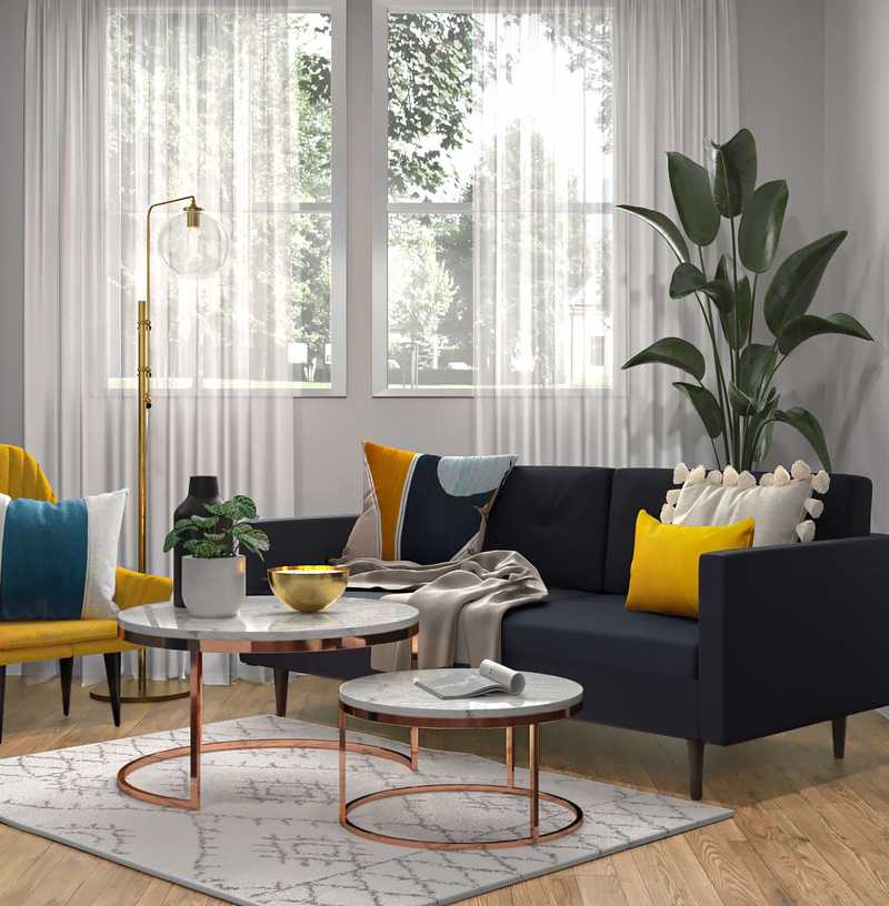 Bohemian, Midcentury Modern Living Room Design by Havenly Interior Designer Julie