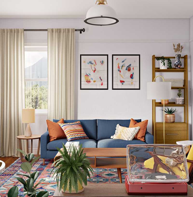 Bohemian, Midcentury Modern Living Room Design by Havenly Interior Designer Dani