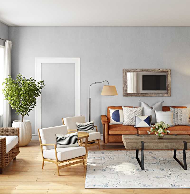 Coastal, Farmhouse Living Room Design by Havenly Interior Designer Olivia