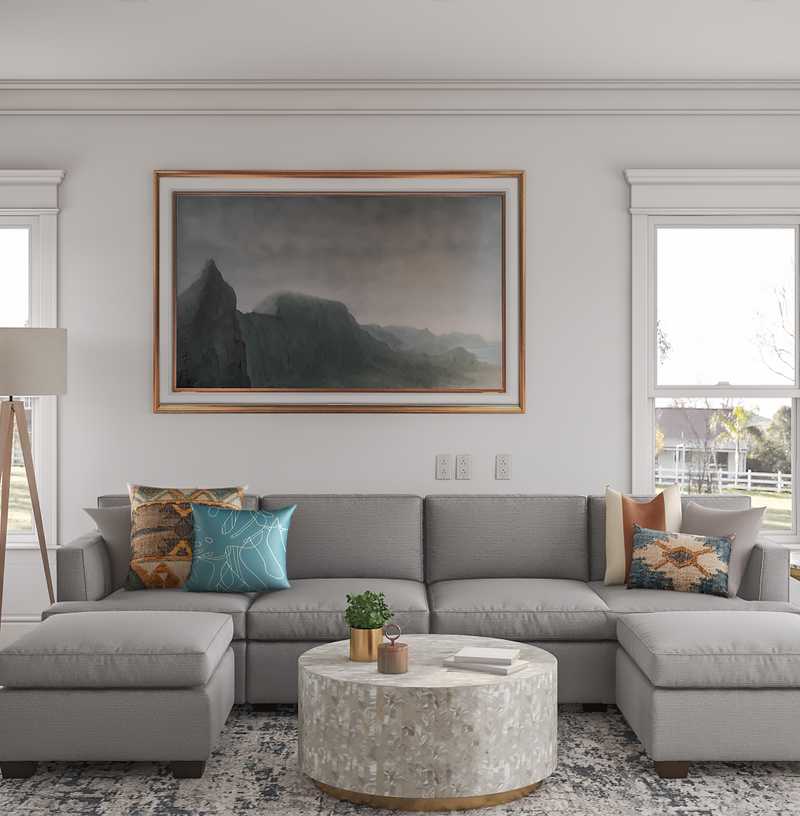 Contemporary, Bohemian, Global Living Room Design by Havenly Interior Designer Emelia