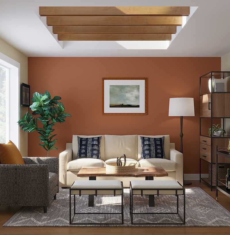 Bohemian, Midcentury Modern Living Room Design by Havenly Interior Designer Brad