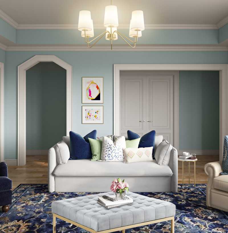 Classic, Glam, Preppy Living Room Design by Havenly Interior Designer Elizabeth