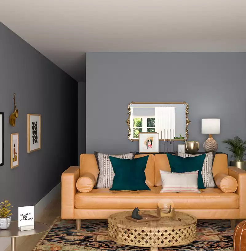 Modern, Eclectic, Bohemian, Farmhouse, Midcentury Modern Living Room Design by Havenly Interior Designer Natalie