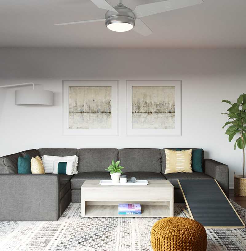 Bohemian, Midcentury Modern Living Room Design by Havenly Interior Designer Erin