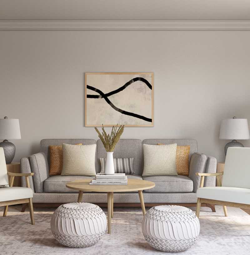 Bohemian, Midcentury Modern Living Room Design by Havenly Interior Designer Karen