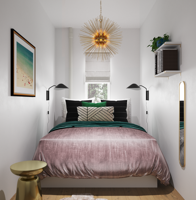 Bohemian, Midcentury Modern Bedroom Design by Havenly Interior Designer Liliana