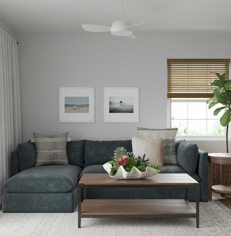 Coastal, Farmhouse Living Room Design by Havenly Interior Designer Meghan