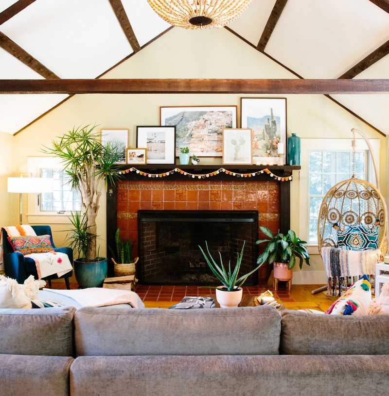 Bohemian Living Room Design by Havenly Interior Designer Erin