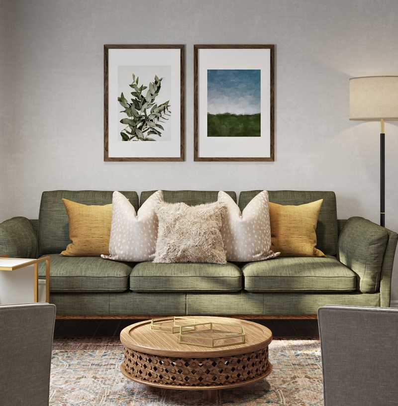 Farmhouse, Midcentury Modern, Scandinavian Living Room Design by Havenly Interior Designer Kymlyn