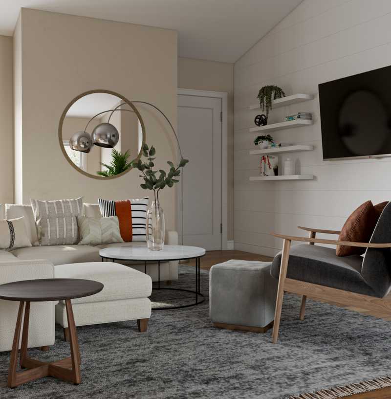 Coastal, Farmhouse Living Room Design by Havenly Interior Designer Carly