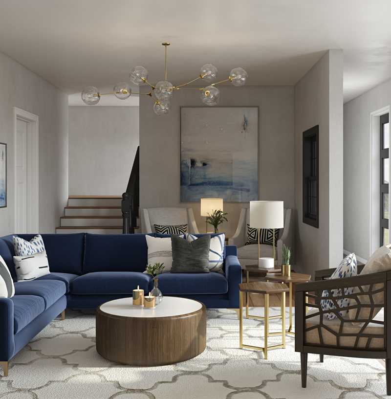 Contemporary, Glam, Rustic Living Room Design by Havenly Interior Designer Crystal