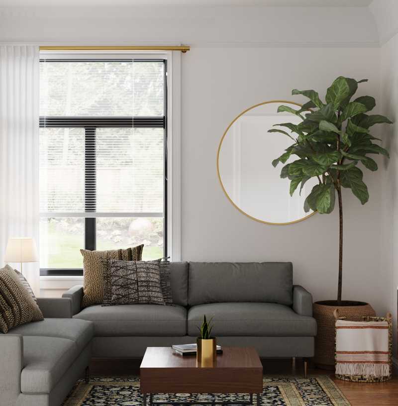 Bohemian, Midcentury Modern Living Room Design by Havenly Interior Designer Carsey