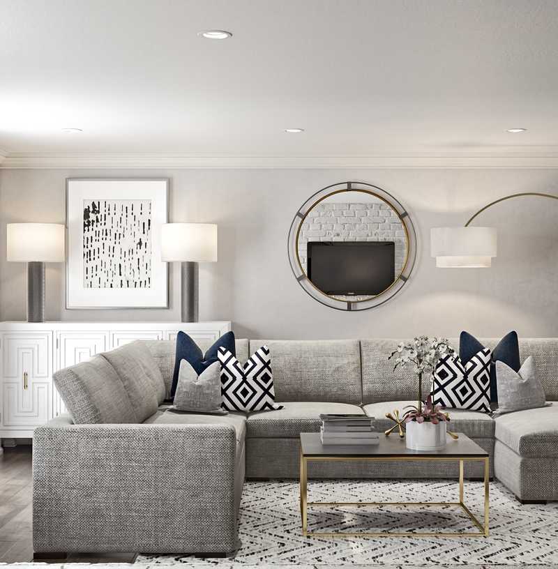 Contemporary, Glam Living Room Design by Havenly Interior Designer Tracie