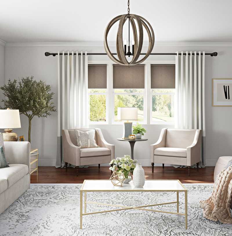 Classic, Farmhouse Living Room Design by Havenly Interior Designer Emilee