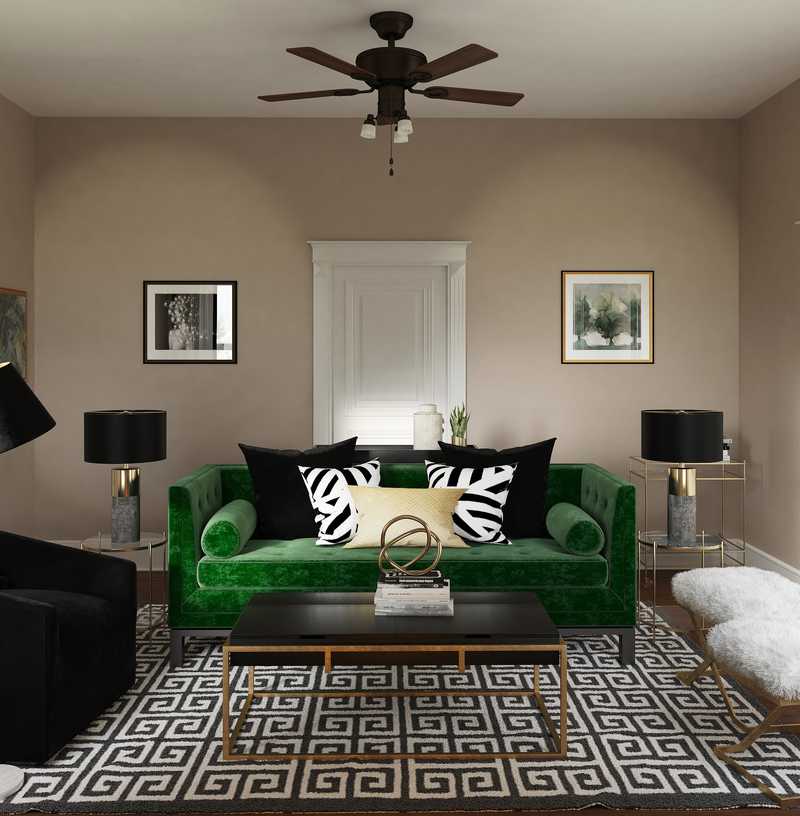 Modern, Eclectic, Glam Living Room Design by Havenly Interior Designer Abbie