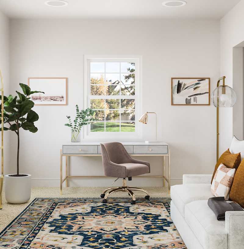 Eclectic, Transitional Office Design by Havenly Interior Designer Brianna