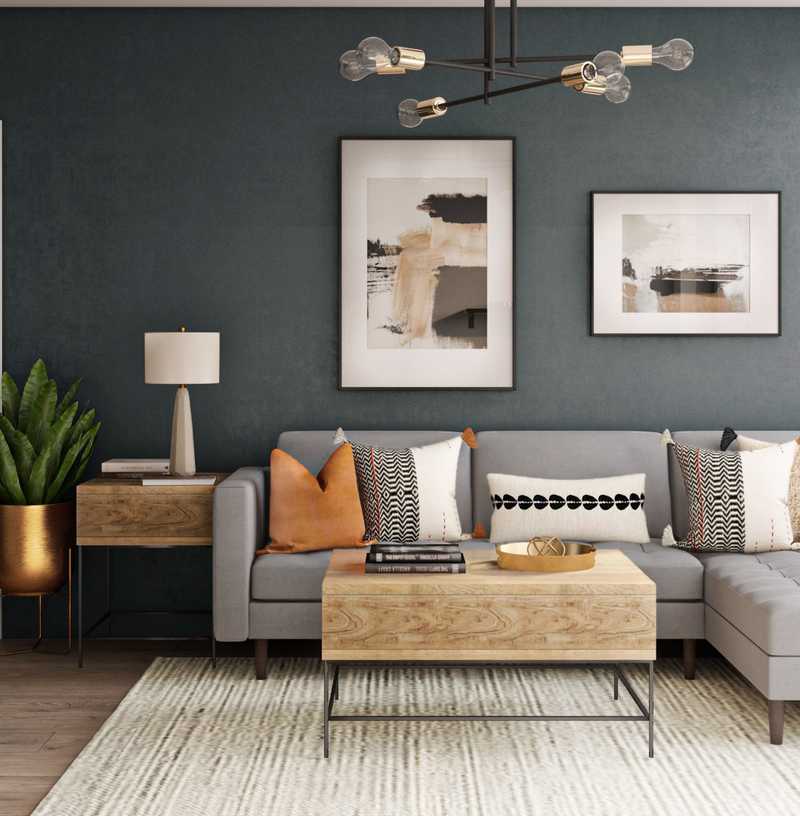 Contemporary, Glam, Midcentury Modern Living Room Design by Havenly Interior Designer Laura