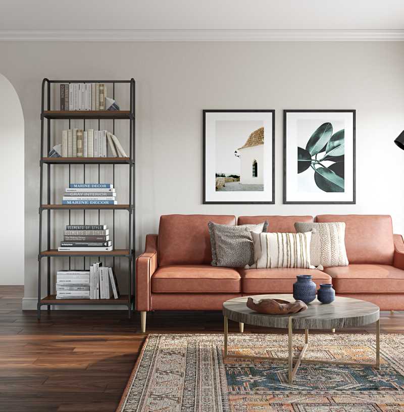 Contemporary, Bohemian, Industrial, Midcentury Modern Living Room Design by Havenly Interior Designer Robyn