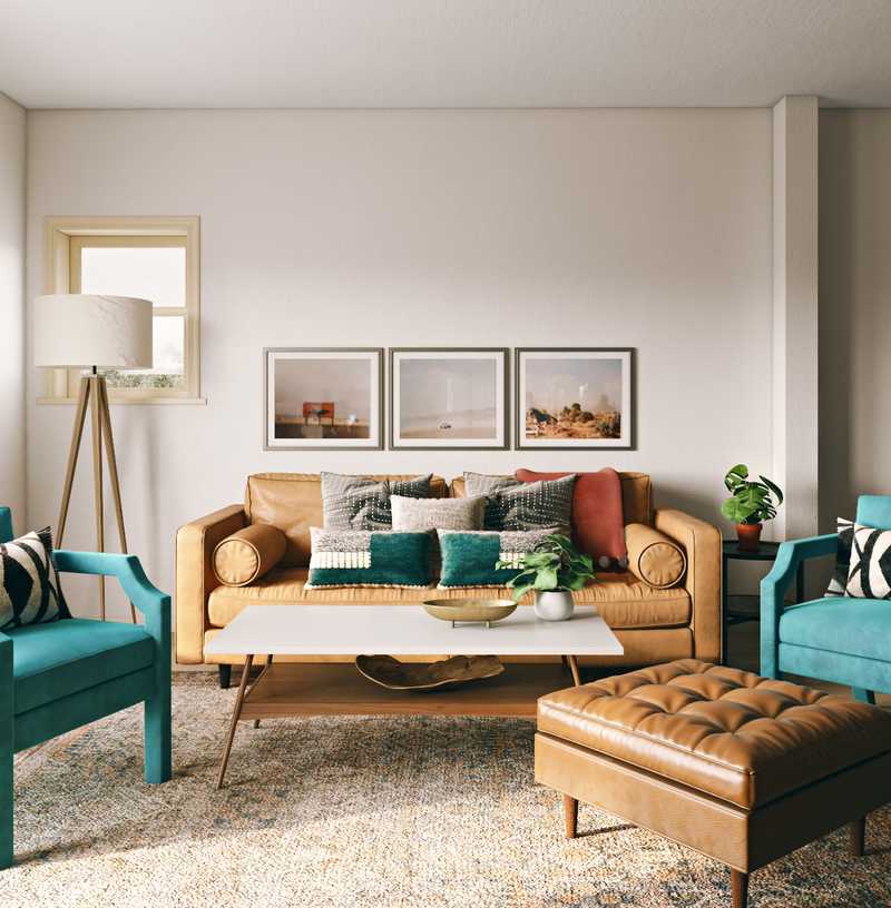 Bohemian, Midcentury Modern Living Room Design by Havenly Interior Designer Isabella