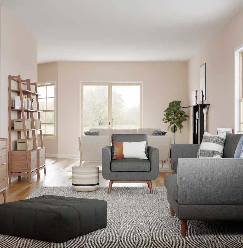 Rustic, Midcentury Modern Living Room Design by Havenly Interior Designer Whitney