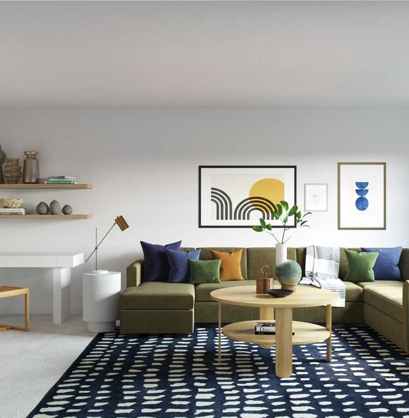 Modern, Midcentury Modern Living Room Design by Havenly Interior Designer Henrieta