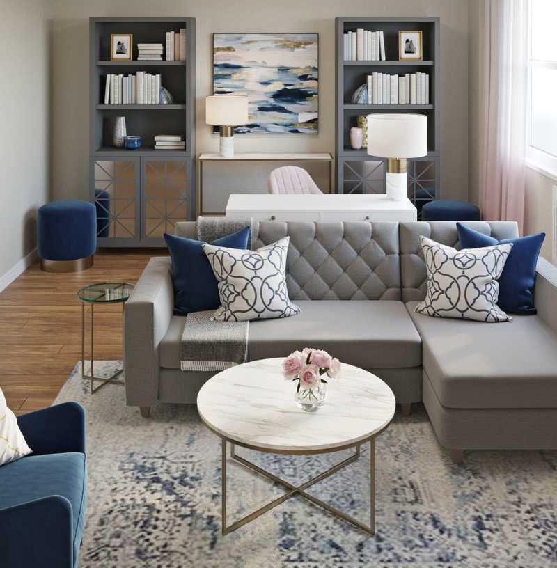 Contemporary, Glam Living Room Design by Havenly Interior Designer Jonica