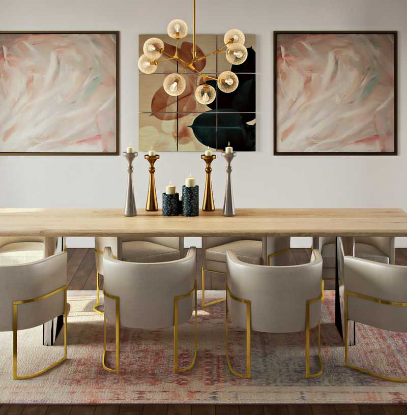 Eclectic, Glam, Midcentury Modern Dining Room Design by Havenly Interior Designer Logan