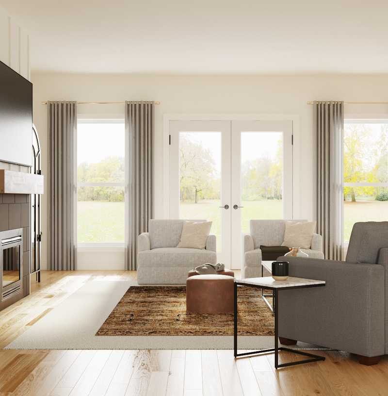 Classic, Farmhouse, Transitional, Vintage Living Room Design by Havenly Interior Designer Rachel