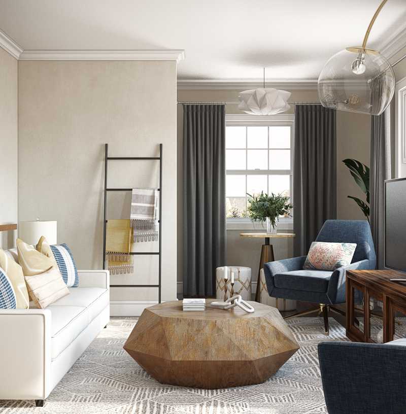 Contemporary, Bohemian Living Room Design by Havenly Interior Designer Matthew