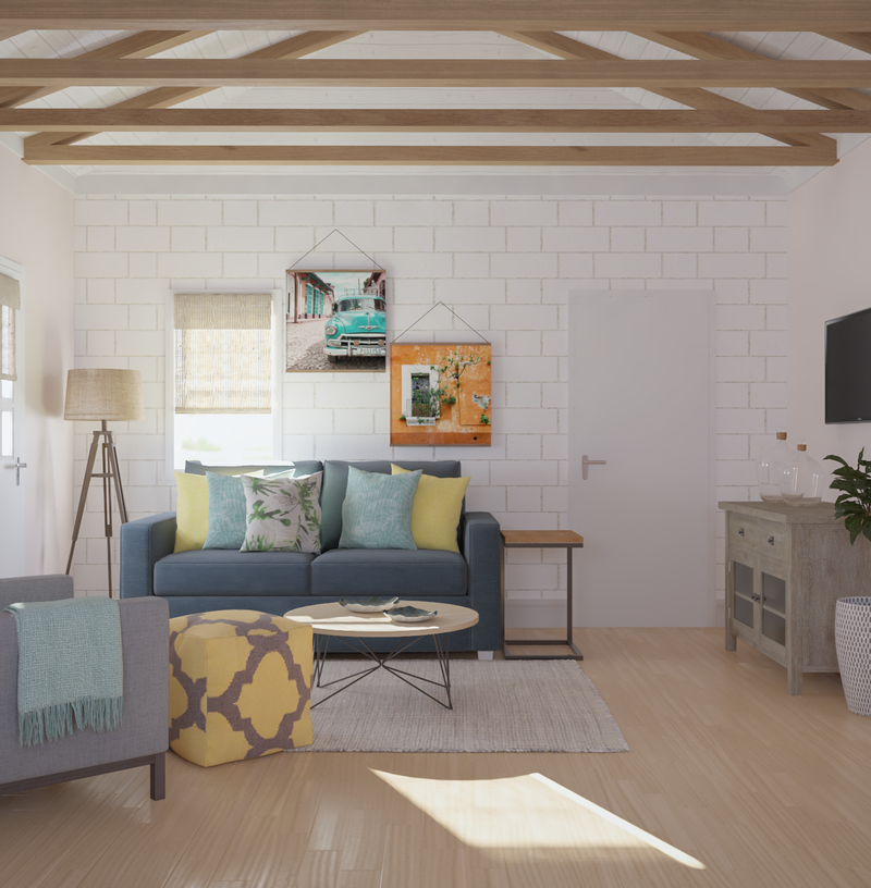 Eclectic, Coastal Living Room Design by Havenly Interior Designer Kyla