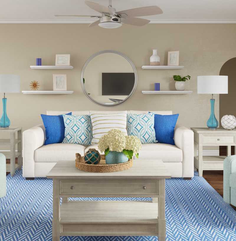 Coastal, Transitional Living Room Design by Havenly Interior Designer Shannon