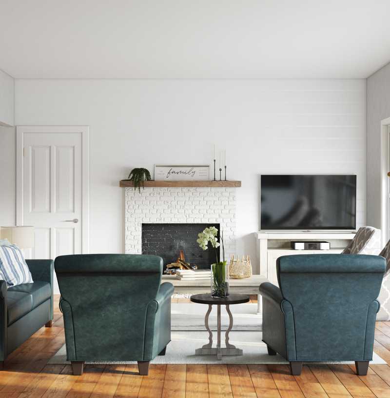Coastal, Farmhouse Living Room Design by Havenly Interior Designer Monica