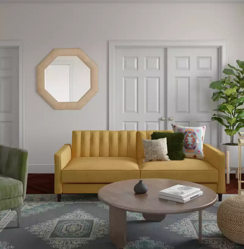 Rustic, Midcentury Modern, Minimal Living Room Design by Havenly Interior Designer Matthew