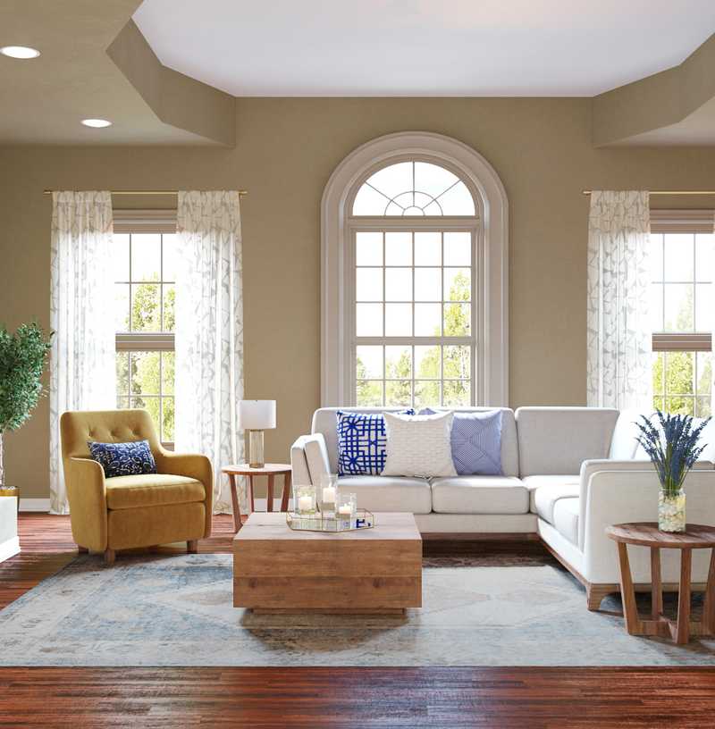 Contemporary, Traditional, Farmhouse Living Room Design by Havenly Interior Designer Catrina