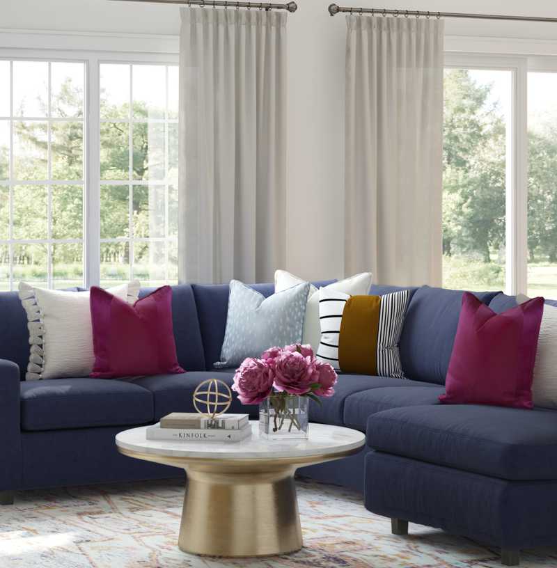 Coastal, Glam Living Room Design by Havenly Interior Designer Kamila