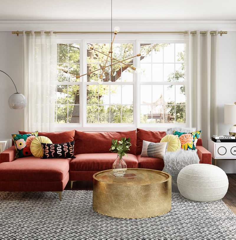 Contemporary, Bohemian, Glam, Global Living Room Design by Havenly Interior Designer McKenzie