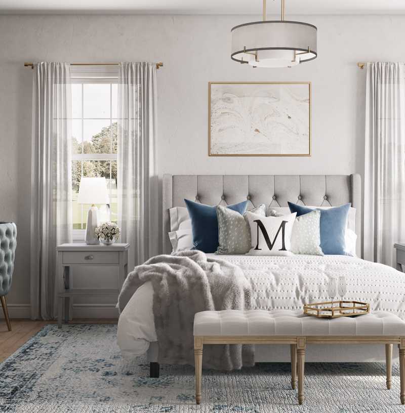 Glam, Preppy Bedroom Design by Havenly Interior Designer Jennifer