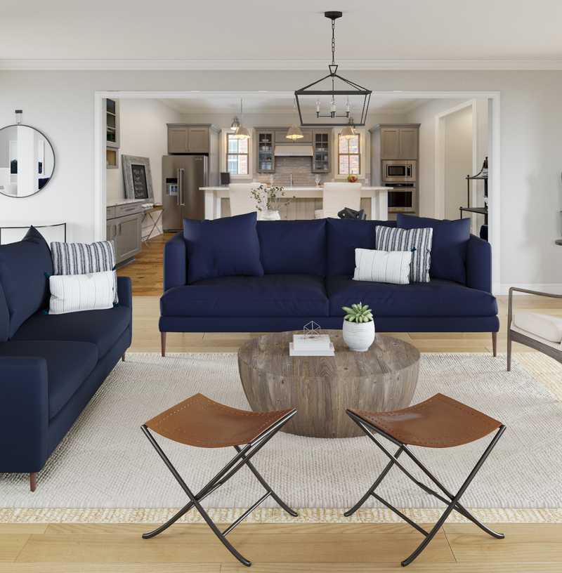 Farmhouse, Transitional, Scandinavian Living Room Design by Havenly Interior Designer Stacy