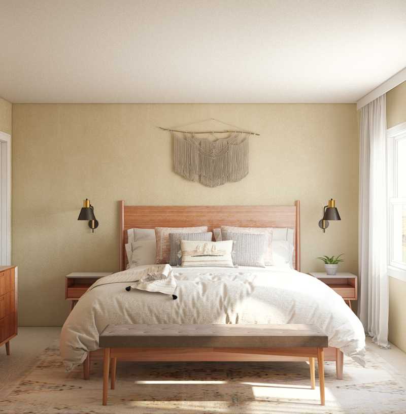 Bohemian, Midcentury Modern Bedroom Design by Havenly Interior Designer Rachel