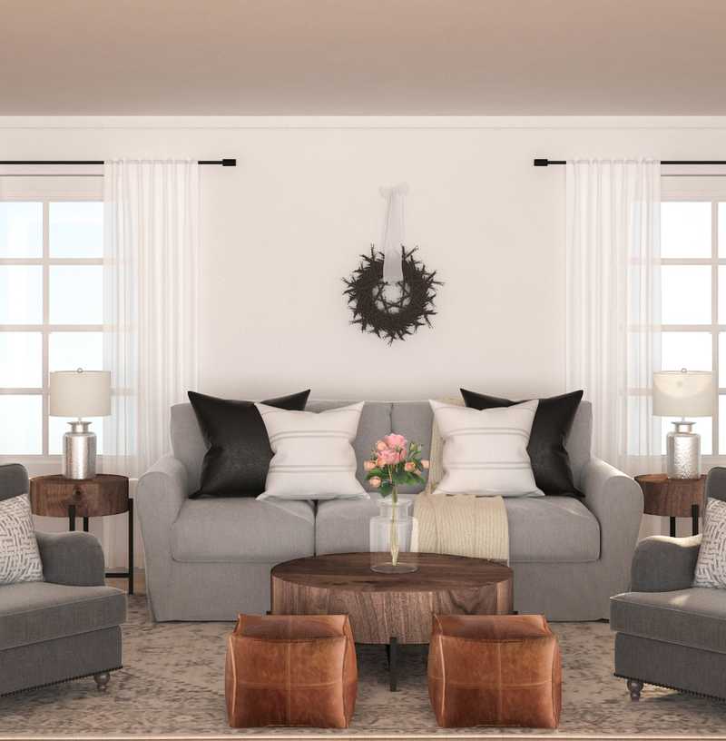 Farmhouse, Rustic, Transitional Living Room Design by Havenly Interior Designer Julieta