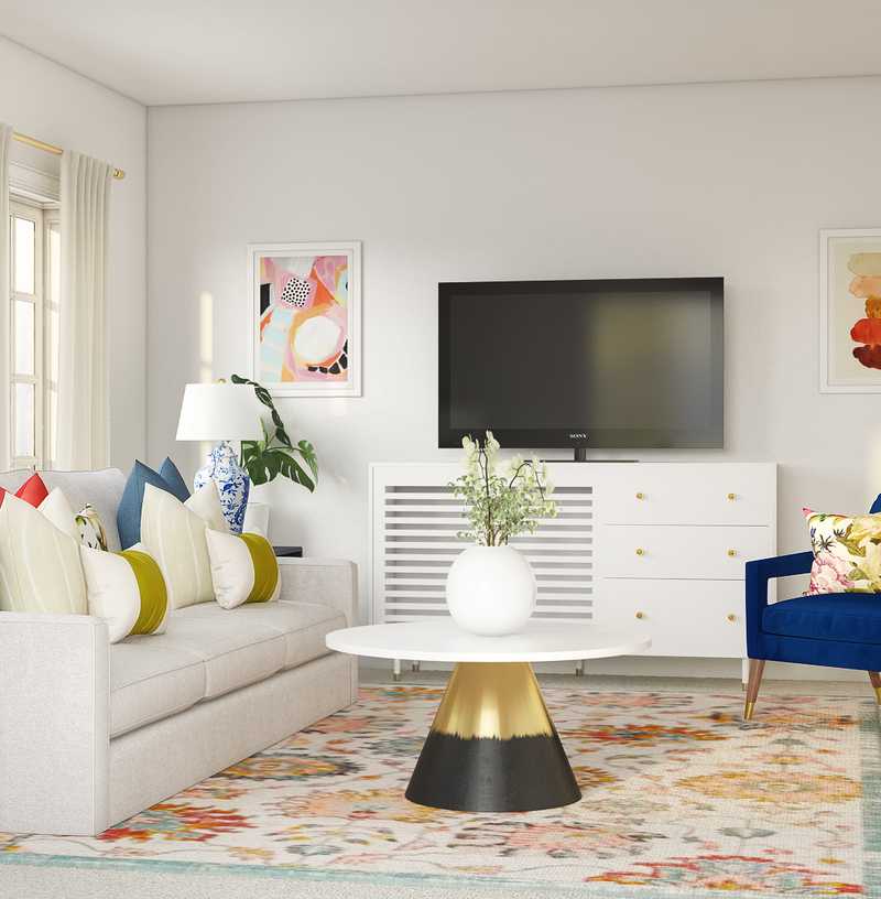 Preppy Living Room Design by Havenly Interior Designer Tracie