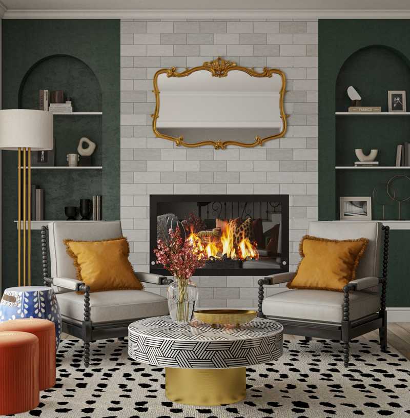 Eclectic, Glam, Vintage, Preppy Living Room Design by Havenly Interior Designer Ghianella