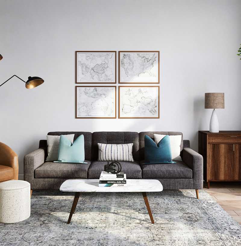 Farmhouse, Transitional, Scandinavian Living Room Design by Havenly Interior Designer Leslie