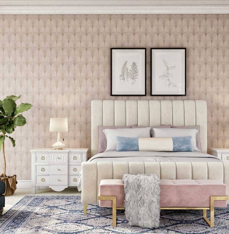 Classic, Glam, Transitional, Preppy Bedroom Design by Havenly Interior Designer Adrian
