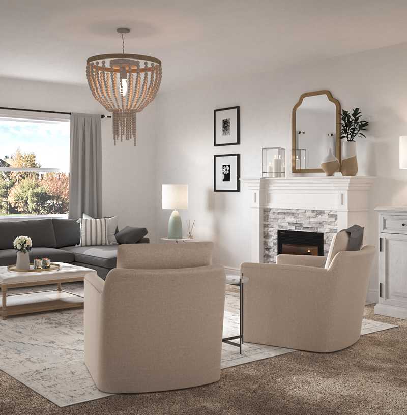 Glam, Farmhouse, Transitional Living Room Design by Havenly Interior Designer Lilly