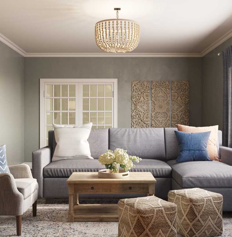 Bohemian, Farmhouse Living Room Design by Havenly Interior Designer Nicole