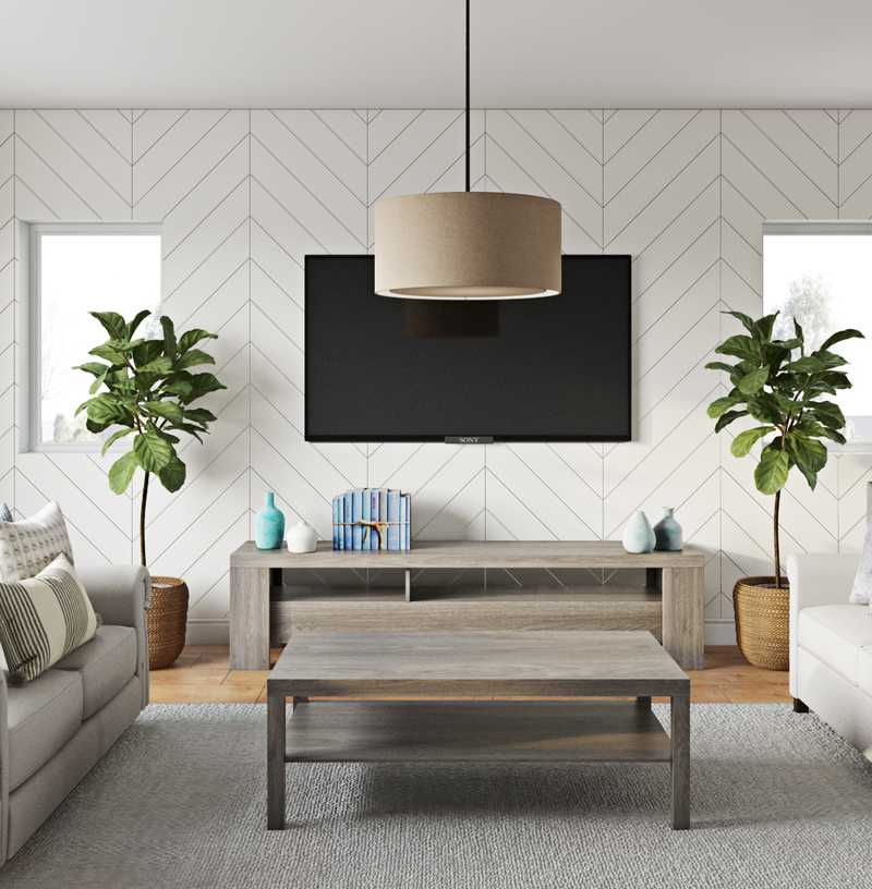 Coastal, Farmhouse Living Room Design by Havenly Interior Designer Caitlin