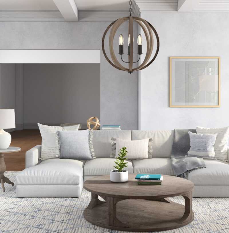 Coastal, Farmhouse Living Room Design by Havenly Interior Designer Christy