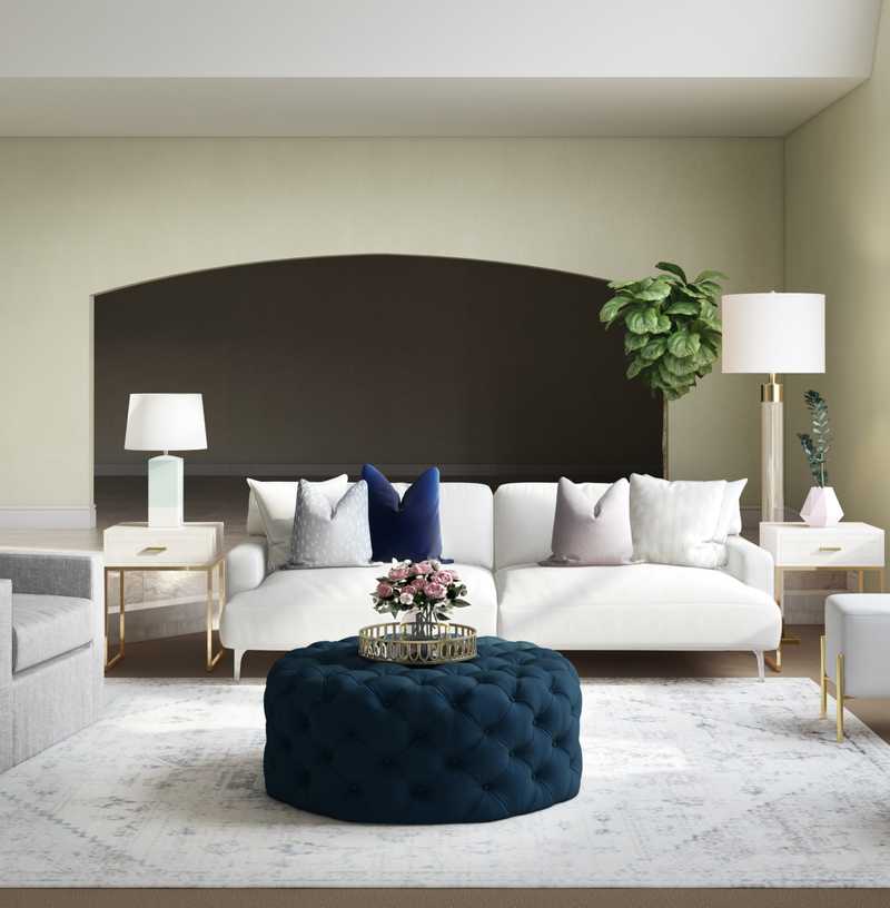 Classic, Preppy Living Room Design by Havenly Interior Designer Nicole